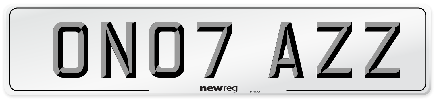ON07 AZZ Number Plate from New Reg